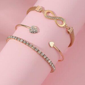 Golden Rhinestone Bracelet Set